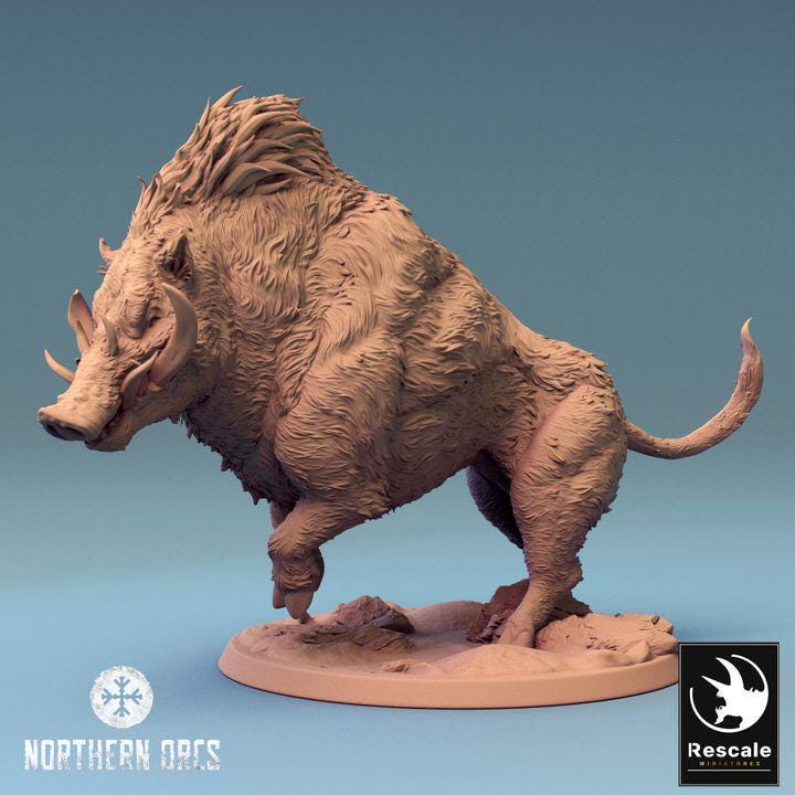 Wild Boar and Giant Boar Miniatures | Dungeons and Dragons 5e | 28mm,32mm, 54mm, 75mm, 100mm Scale | Pathfinder | Rescale miniatures