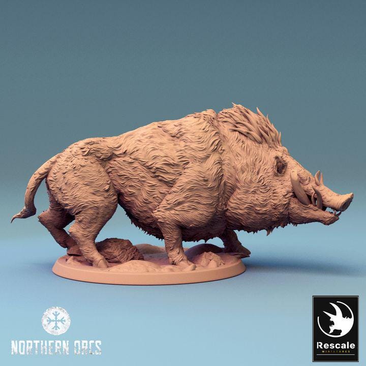 Wild Boar and Giant Boar Miniatures | Dungeons and Dragons 5e | 28mm,32mm, 54mm, 75mm, 100mm Scale | Pathfinder | Rescale miniatures