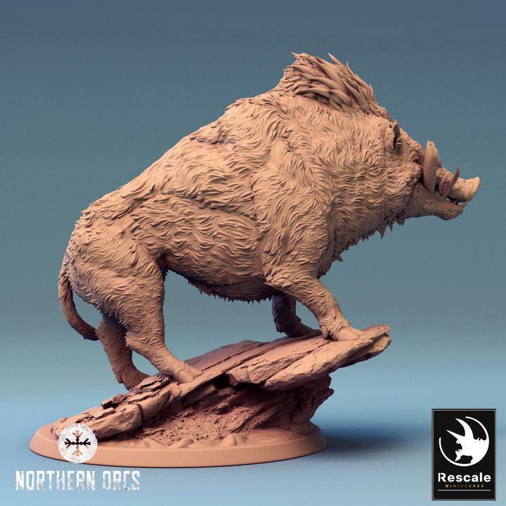 Wild Boar and Giant Boar Miniatures | Dungeons and Dragons 5e | 28mm,32mm, 54mm, 75mm, 100mm Scale | Pathfinder | Rescale miniatures