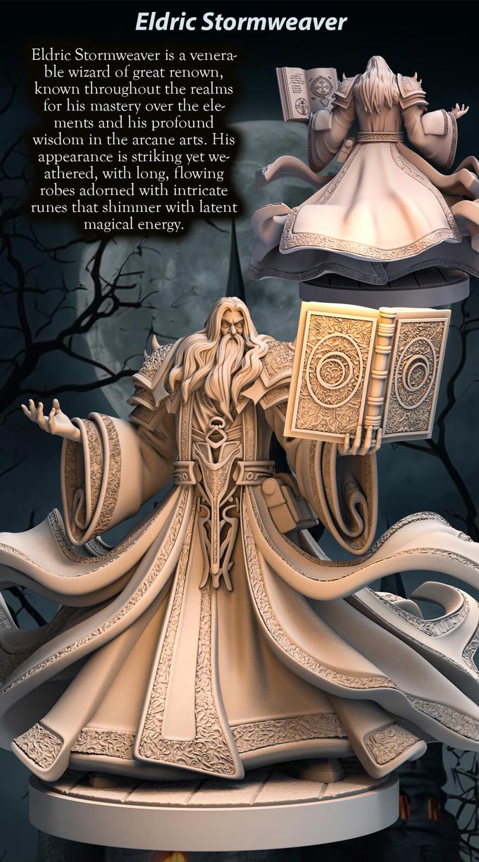Human ArchMage Wizard PC NPC Miniature | 28mm,32mm,54mm,75mm,100mm Scales | Dungeons &amp; Dragons figure gift idea DnD 5e | Pathfinder 2e |