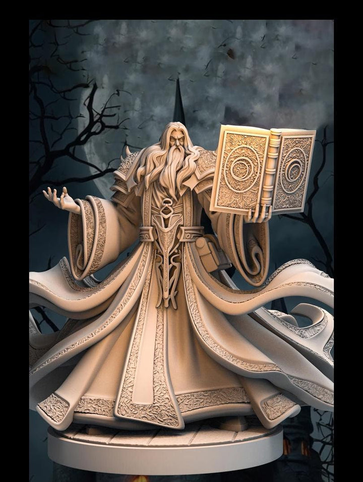 Human ArchMage Wizard PC NPC Miniature | 28mm,32mm,54mm,75mm,100mm Scales | Dungeons &amp; Dragons figure gift idea DnD 5e | Pathfinder 2e |