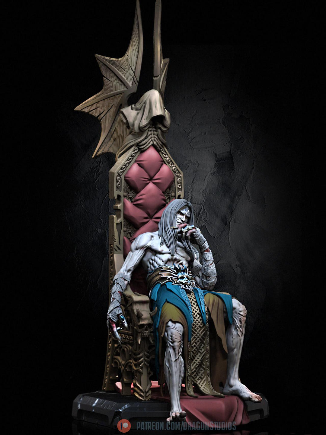Vampire Lord Strahd on throne D&amp;D 5e Unpainted Miniature| 28mm,32mm,54mm,75mm,100mm Scales | Pathfinder Figure | RPG | Figurine unpainted |