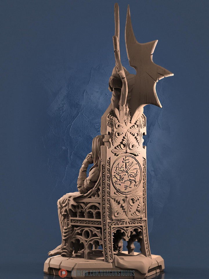 Vampire Lord Strahd on throne D&amp;D 5e Unpainted Miniature| 28mm,32mm,54mm,75mm,100mm Scales | Pathfinder Figure | RPG | Figurine unpainted |