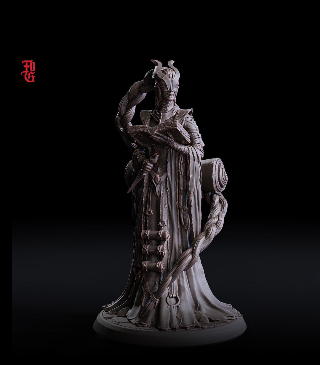 Female Wizard Diviner, Warlock, Sorcerer PC NPC | 28mm, 32mm,54mm, 75mm, 100mm Scale Resin Miniature | Dungeons and Dragons | Flesh of Gods
