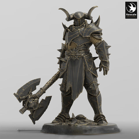 Oathbreaker Paladin, Fighter,Soldier Axe, DnD Unpainted Miniature| 28mm, 32mm,54mm,75mm,100mm Scales | Dungeons & Dragons