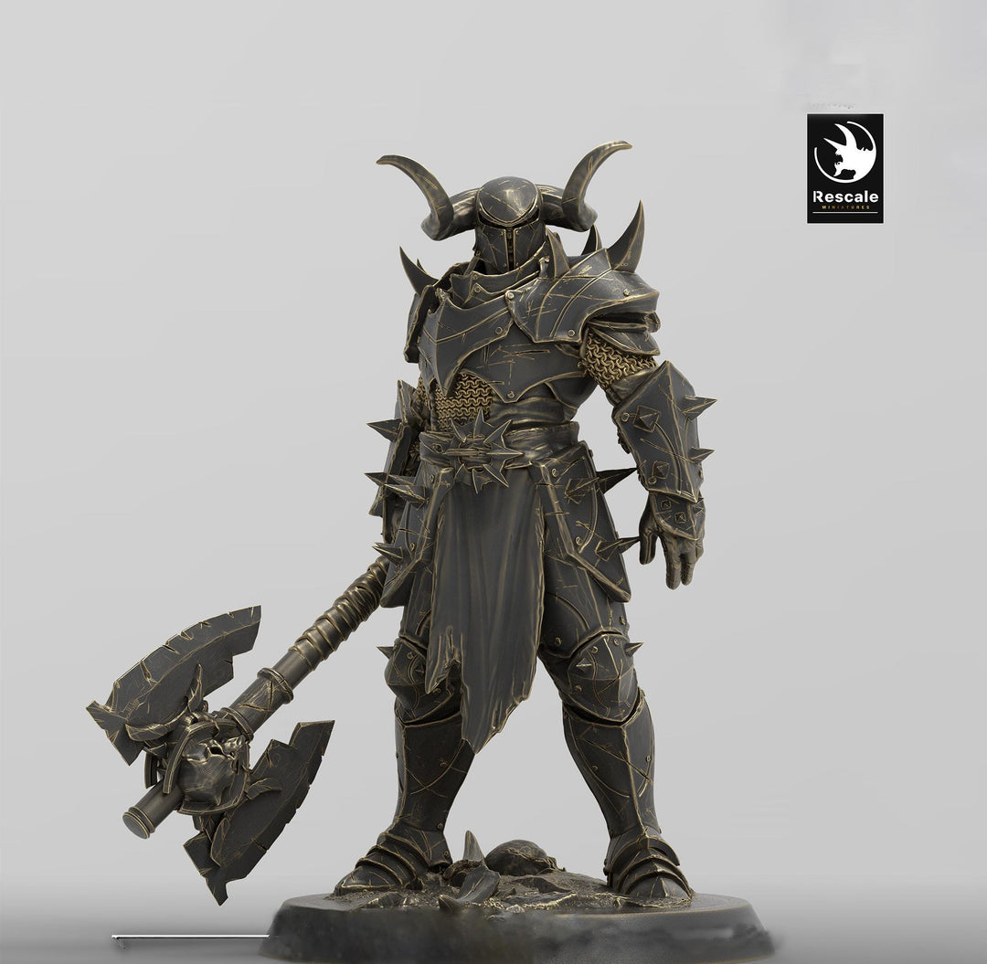 Oathbreaker Paladin, Fighter,Soldier Axe, DnD Unpainted Miniature| 28mm, 32mm,54mm,75mm,100mm Scales | Dungeons & Dragons