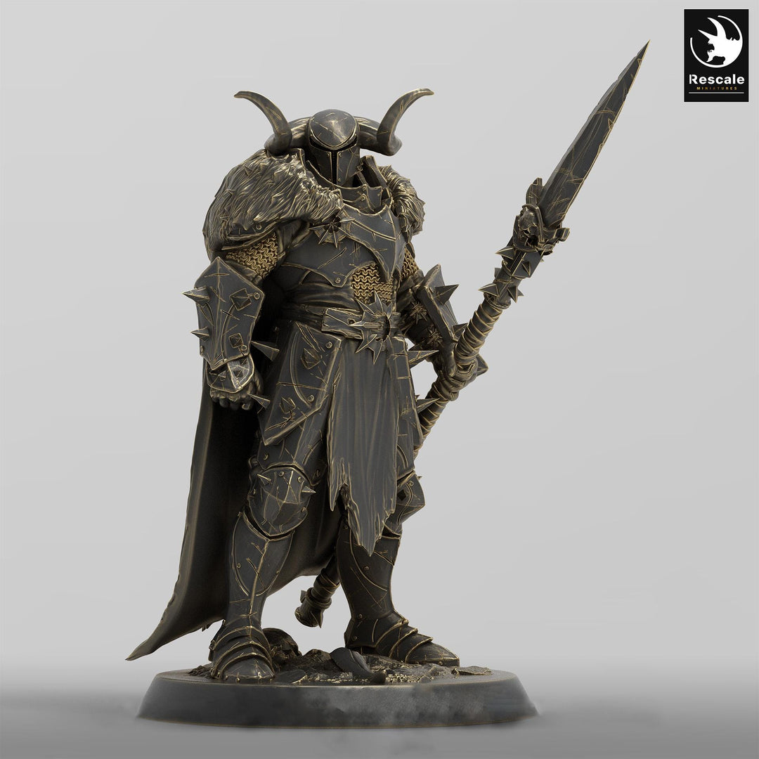 Oathbreaker Paladin, Fighter,Soldier Polemaster Spear, DnD Unpainted Miniature| 28mm, 32mm,54mm,75mm,100mm Scales | Dungeons &amp; Dragons