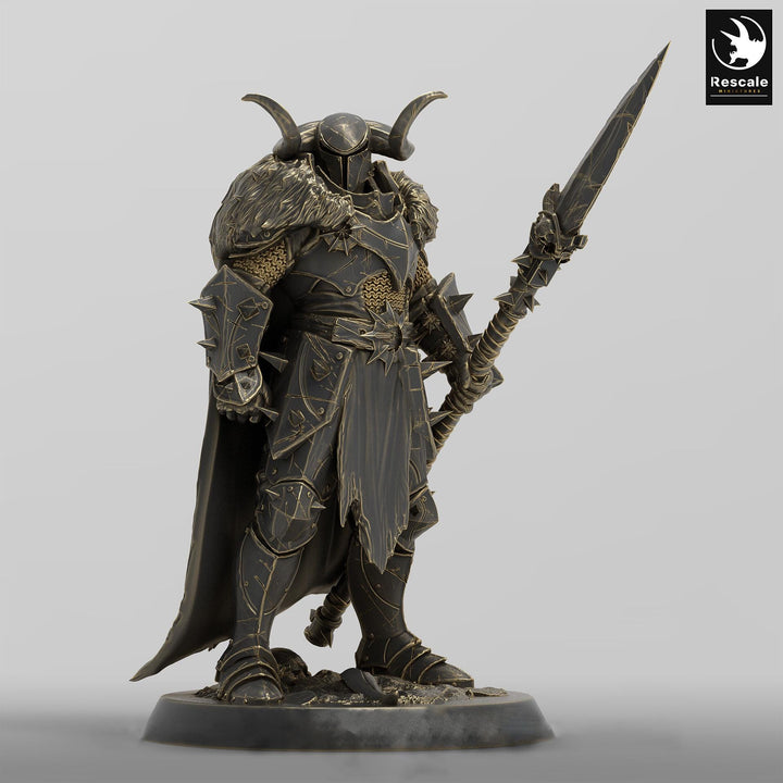 Oathbreaker Paladin, Fighter,Soldier Polemaster Spear, DnD Unpainted Miniature| 28mm, 32mm,54mm,75mm,100mm Scales | Dungeons &amp; Dragons