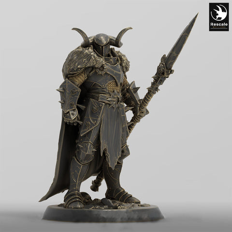 Oathbreaker Paladin, Fighter,Soldier Polemaster Spear, DnD Unpainted Miniature| 28mm, 32mm,54mm,75mm,100mm Scales | Dungeons & Dragons