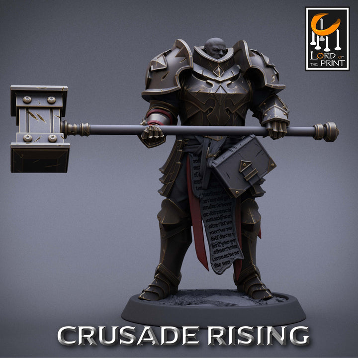 Paladin Knight Hammer Templar Unpainted Miniature | 28mm, 32mm,54mm,75mm, 100mm Scales | Dungeons and Dragons |Pathfinder |Lord of The Print