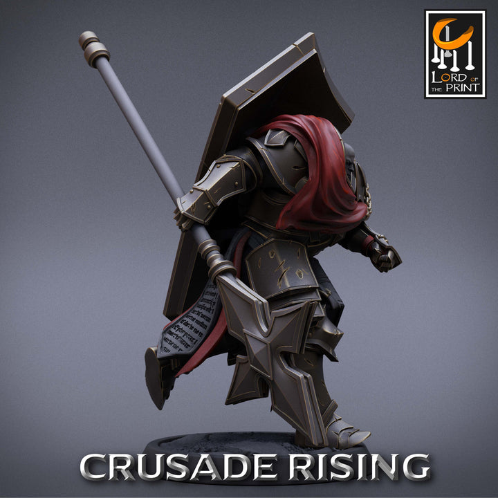 Paladin Knight Templar Cleric Polearm Unpainted Miniature | 28mm, 32mm,54mm,75mm, 100mm Scales | Dungeons and Dragons |Pathfinder