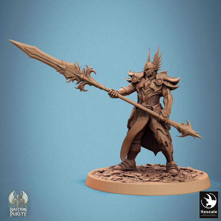 Human Paladin, Fighter Helm or No Helm, Polearm Master PC / NPC DnD 5e Unpainted Mini| 28mm, 32mm,54mm,75mm,100mm Scales |Dungeons &amp; Dragons
