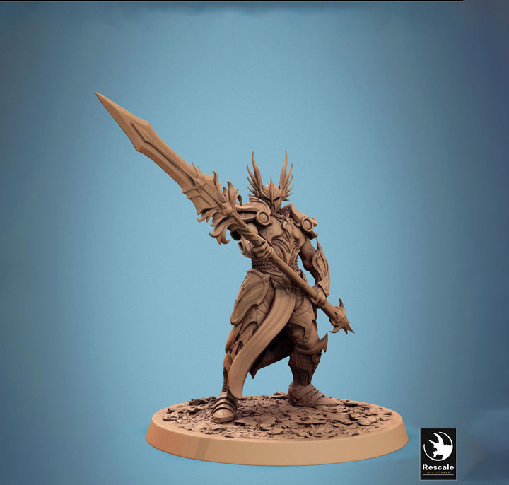Human Paladin, Fighter Helm or No Helm, Polearm Master PC / NPC DnD 5e Unpainted Mini| 28mm, 32mm,54mm,75mm,100mm Scales |Dungeons &amp; Dragons