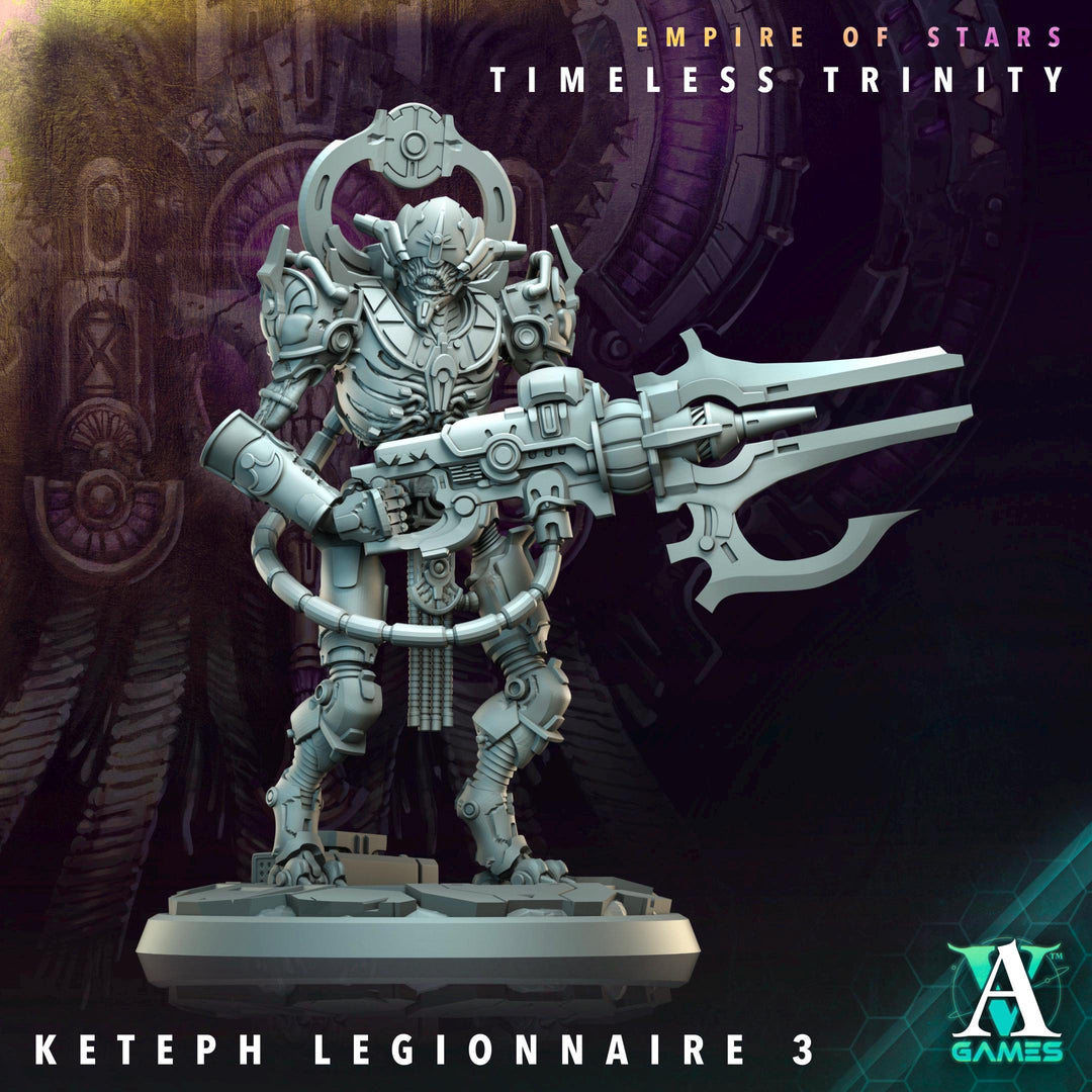Sci-Fi Miniature Robot Legionnaire, Timeless Trinity | Base Diameter Sizes: 25mm,32mm, 50mm, 65mm,80mm | Resin Mini | Archvillain Games