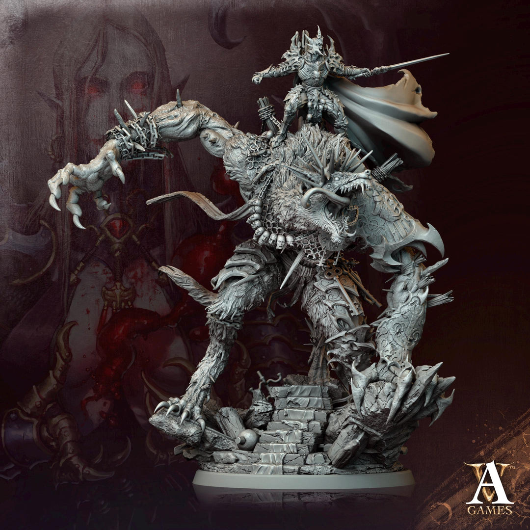 Vampire Lord on Gargantuan Vampiric Beast (3 size options) | 100mm base. 180mm tall to top of rider Head | Dungeons and Dragons |D&amp;D 5e Gift