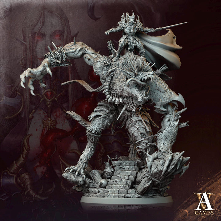 Vampire Lord on Gargantuan Vampiric Beast (3 size options) | 100mm base. 180mm tall to top of rider Head | Dungeons and Dragons |D&amp;D 5e Gift