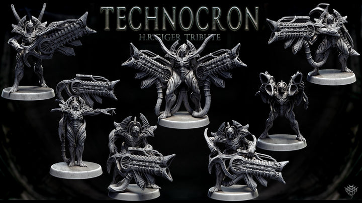 Sci-Fi Miniature Robot Infantry, H.R Giger Style | Base Diameter Sizes: 25mm,32mm, 50mm, 65mm,80mm | Resin Mini | Mini Monster Mayhem