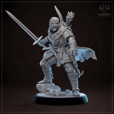 Human Male Ranger, Fighter, Rogue PC / NPC | 28mm, 32mm,54mm,75mm,100mm Resin Miniature |Dungeons and Dragons |Mammoth Factory