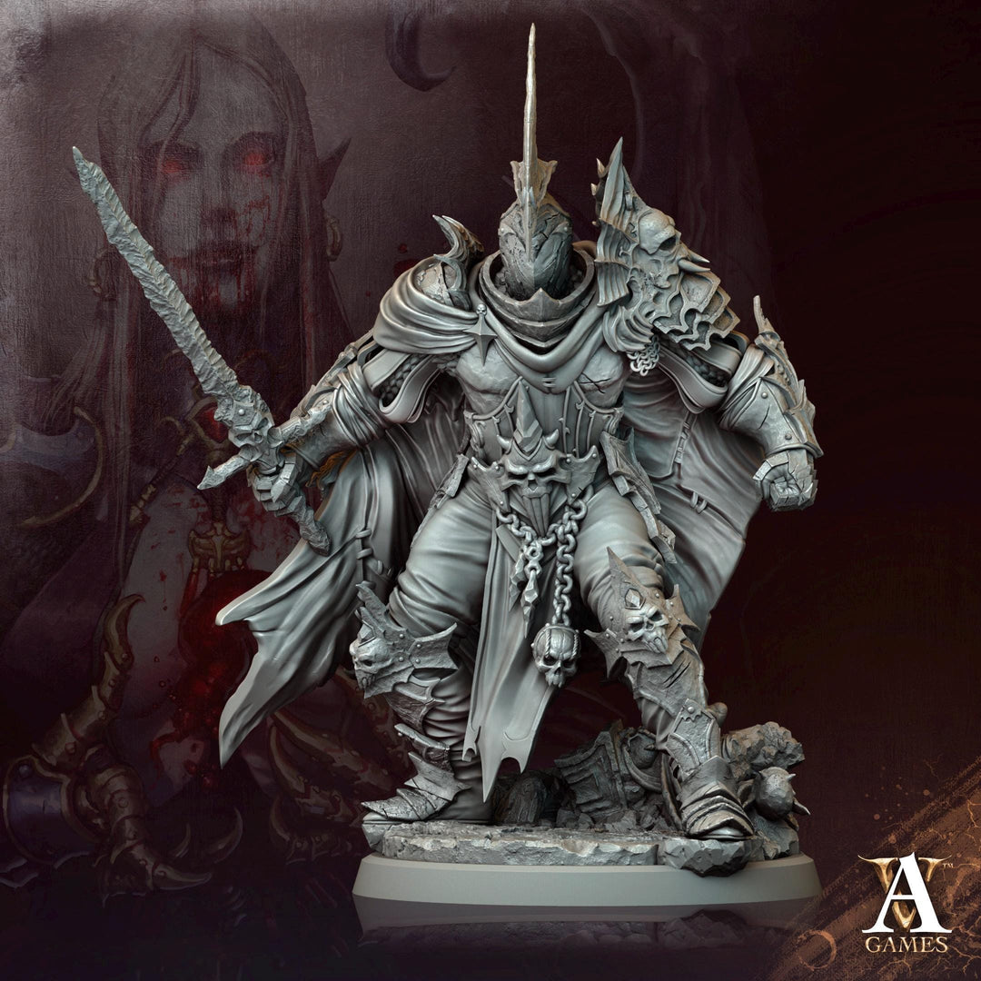 Undead Knight, Death Knight, Oathbreaker Paladin | 28mm,32mm, 54mm ,75mm,100mm Scale | Dungeons & Dragons Miniature Pathfinder Role Playing