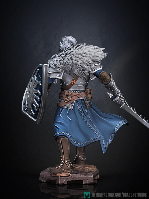 Human Paladin Fighter Sword & Shield |Unpainted Miniature| 28mm,32mm,54mm,75mm,100mm Scales | Pathfinder Figure | DnD | Figurine unpainted |