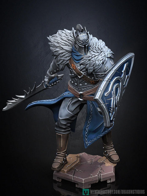 Human Paladin Fighter Sword & Shield |Unpainted Miniature| 28mm,32mm,54mm,75mm,100mm Scales | Pathfinder Figure | DnD | Figurine unpainted |
