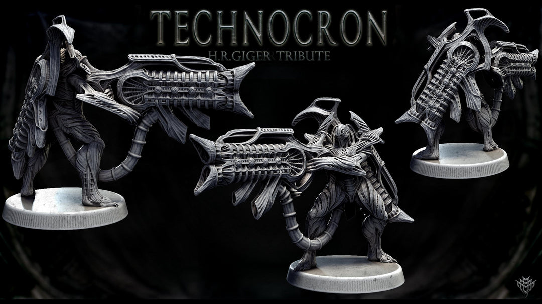 Sci-Fi Miniature Robot Infantry, H.R Giger Style | Base Diameter Sizes: 25mm,32mm, 50mm, 65mm,80mm | Resin Mini | Mini Monster Mayhem