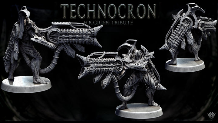 Sci-Fi Miniature Robot Infantry, H.R Giger Style | Base Diameter Sizes: 25mm,32mm, 50mm, 65mm,80mm | Resin Mini | Mini Monster Mayhem