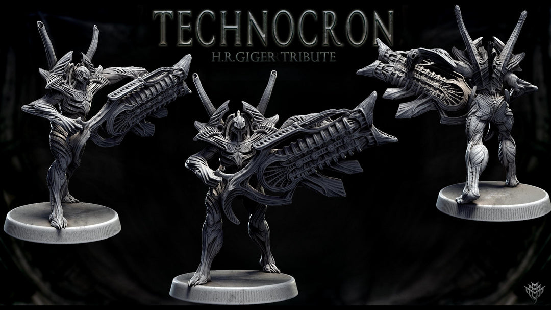 Sci-Fi Miniature Robot Infantry, H.R Giger Style | Base Diameter Sizes: 25mm,32mm, 50mm, 65mm,80mm | Resin Mini | Mini Monster Mayhem