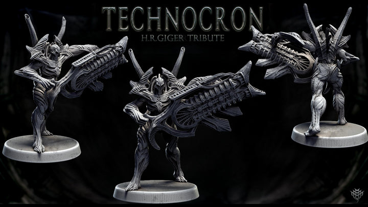 Sci-Fi Miniature Robot Infantry, H.R Giger Style | Base Diameter Sizes: 25mm,32mm, 50mm, 65mm,80mm | Resin Mini | Mini Monster Mayhem