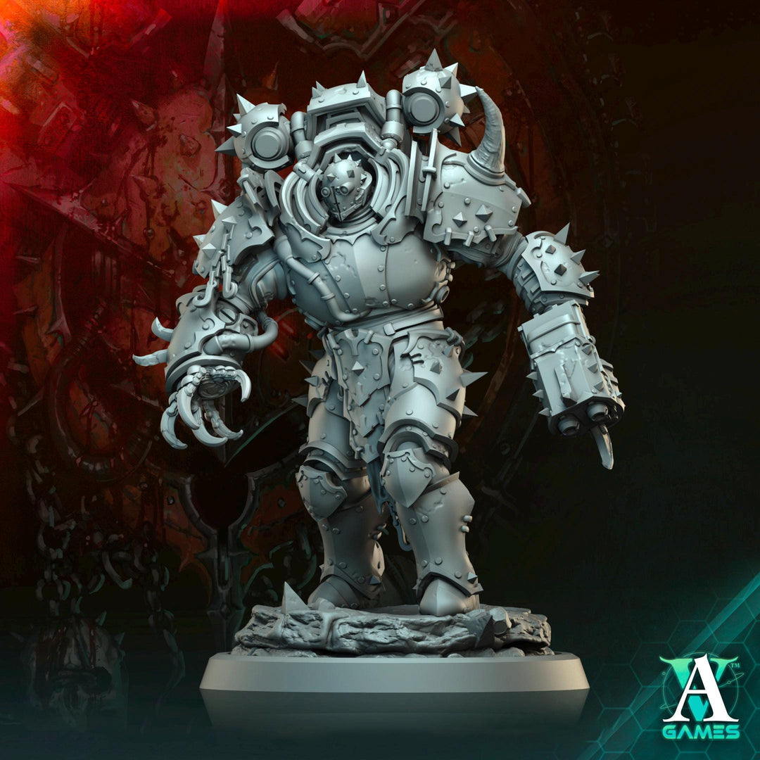 Sci-Fi Miniature Chaos Space Knight, Hellscape Praetorian | 28mm,32mm, 54mm, 75mm,100mm Scales | Resin Mini | Archvillain Games