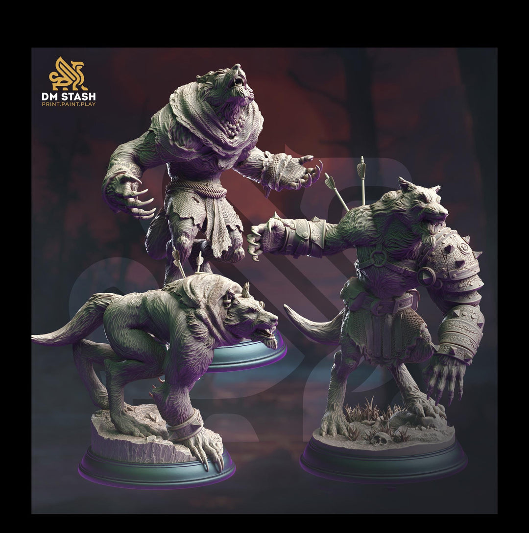 Werewolf Fighter (3 different Poses) | 28mm,32mm,54mm,75mm,100mm Scales | Resin Miniature Dungeons & Dragons | mini for painting |Pathfinder