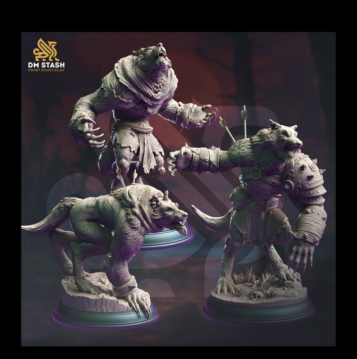 Werewolf Fighter (3 different Poses) | 28mm,32mm,54mm,75mm,100mm Scales | Resin Miniature Dungeons &amp; Dragons | mini for painting |Pathfinder