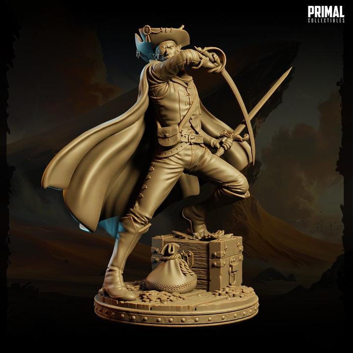 Legendary Dark Elf Mercenary Swashbuckler Leader PC / NPC Miniature | 28mm,32mm,54mm,75mm,100mm Scales | Dungeons and Dragons | Pathfinder |