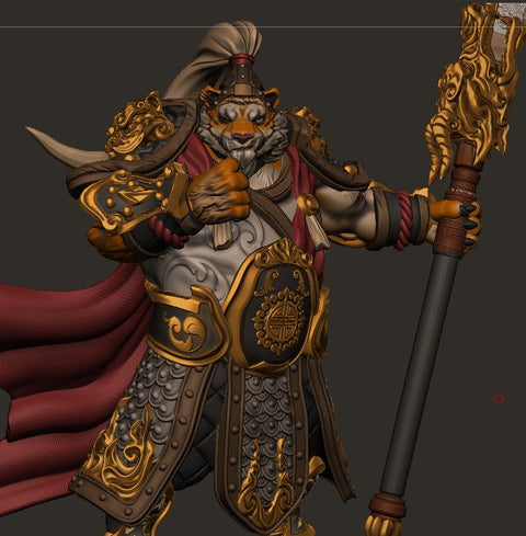 TigerFolk Fighter Polearm Battle Master, Paladin, Leonin, Tabaxi | 28mm,32mm,54mm,75mm,100mm Scales| Dungeons and Dragons D&D 5e Pathfinder