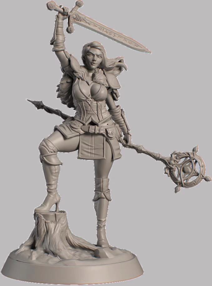 Female Human Sorlock, Sorcerer, Wizard, Hexblade Warlock Pinup PC NPC Unpainted Resin | 28mm, 32mm,54mm,75mm,100mm Scale |Dungeons &amp; Dragons