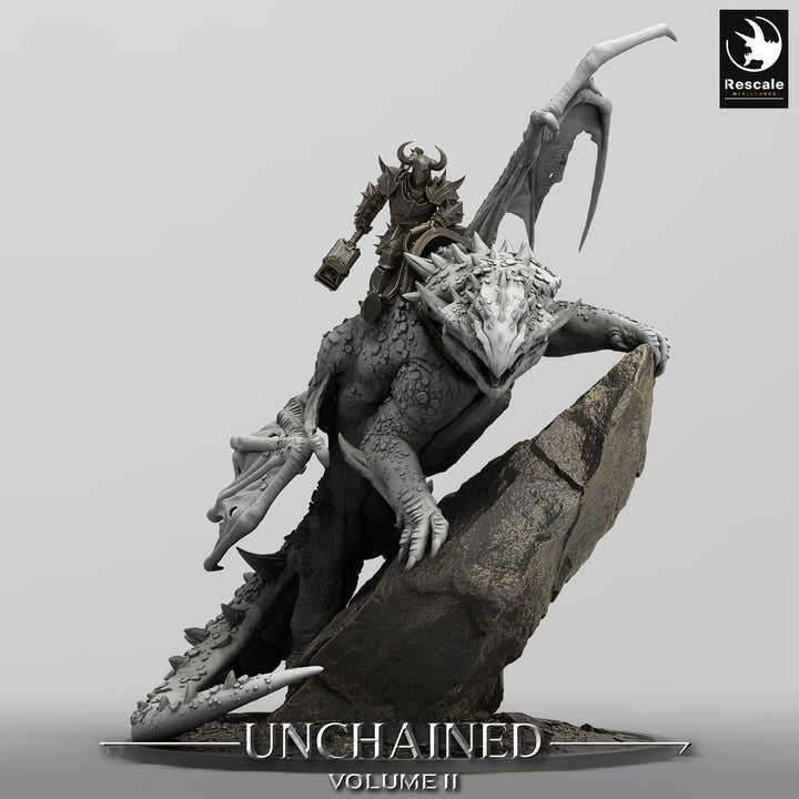 Gargantuan Volcanic Dragon with Rider | Resin Miniature | 28mm, 32mm Scales | Dragon Queen | Dungeons and Dragons| Flesh of Gods
