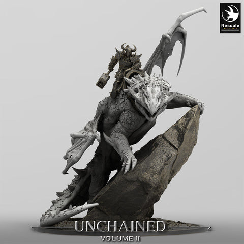 Gargantuan Volcanic Dragon with Rider | Resin Miniature | 28mm, 32mm Scales | Dragon Queen | Dungeons and Dragons| Flesh of Gods