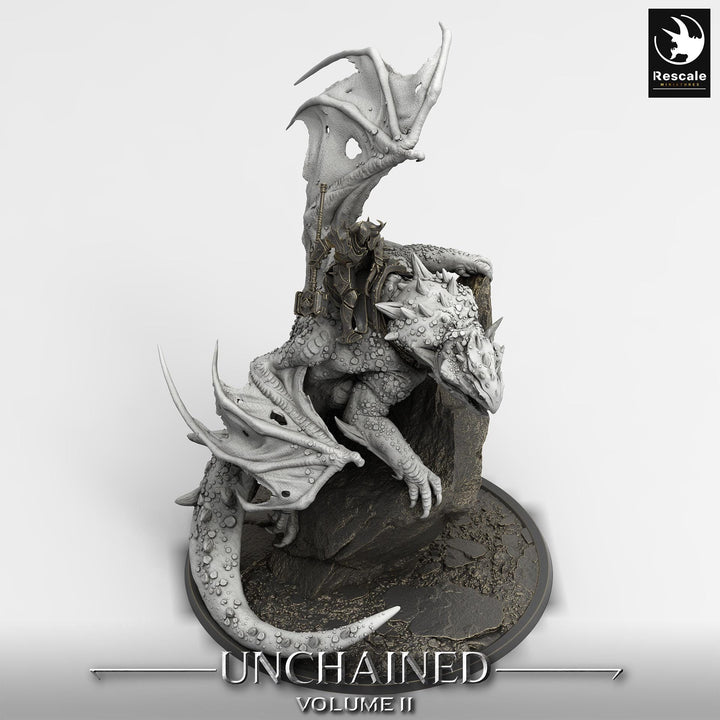 Gargantuan Volcanic Dragon with Rider | Resin Miniature | 28mm, 32mm Scales | Dragon Queen | Dungeons and Dragons| Flesh of Gods