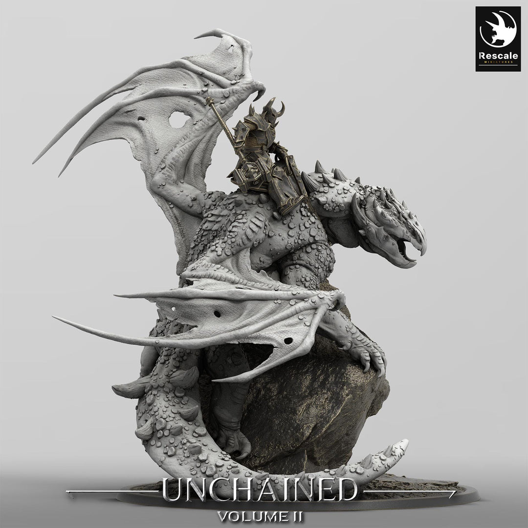 Gargantuan Volcanic Dragon with Rider | Resin Miniature | 28mm, 32mm Scales | Dragon Queen | Dungeons and Dragons| Flesh of Gods