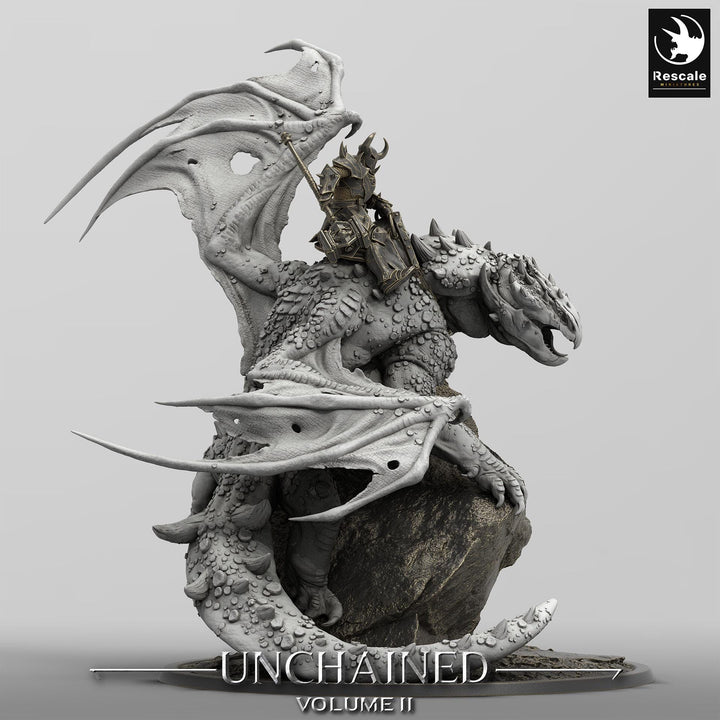 Gargantuan Volcanic Dragon with Rider | Resin Miniature | 28mm, 32mm Scales | Dragon Queen | Dungeons and Dragons| Flesh of Gods