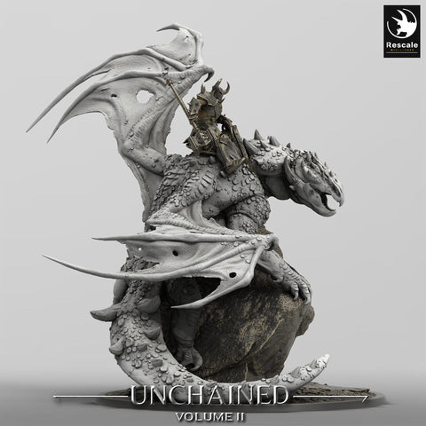 Gargantuan Volcanic Dragon with Rider | Resin Miniature | 28mm, 32mm Scales | Dragon Queen | Dungeons and Dragons| Flesh of Gods