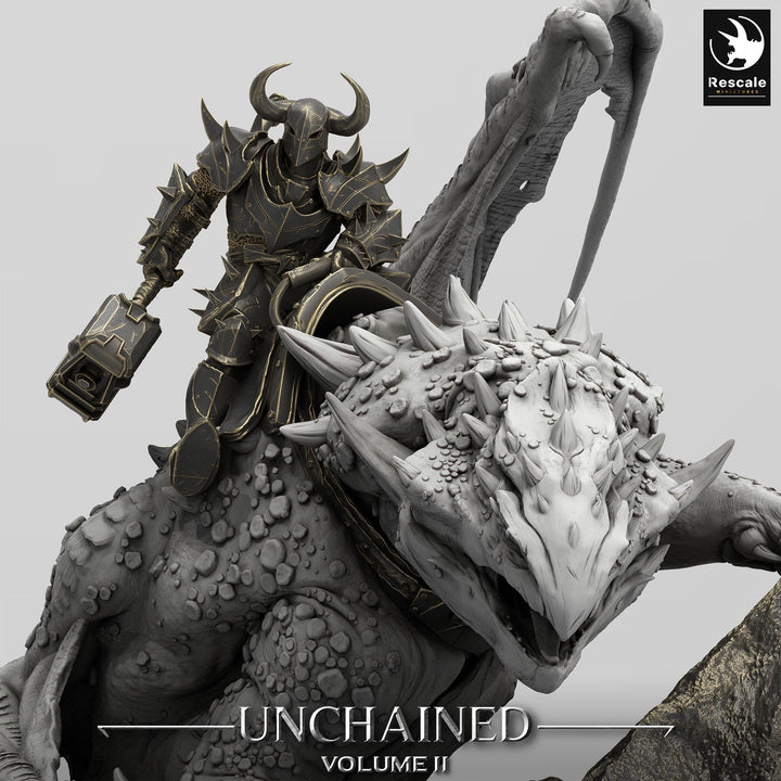Gargantuan Volcanic Dragon with Rider | Resin Miniature | 28mm, 32mm Scales | Dragon Queen | Dungeons and Dragons| Flesh of Gods
