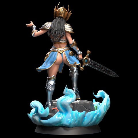 Female Fighter, Paladin Sword Master | PC NPC Unpainted mini | also Topless NSFW | 28mm, 32mm,54mm,75mm,100mm Scale |Dungeons & Dragons 5e