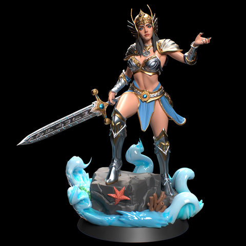 Female Fighter, Paladin Sword Master | PC NPC Unpainted mini | also Topless NSFW | 28mm, 32mm,54mm,75mm,100mm Scale |Dungeons & Dragons 5e