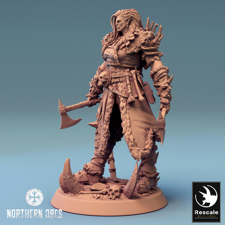 Orc Queen Female Fighter Barbarian , Half-Orc PC / NPC | Scales: 28mm,32mm ,54mm,75mm,100mm Megaboss | Dungeons &amp; Dragons 5e | Pathfinder