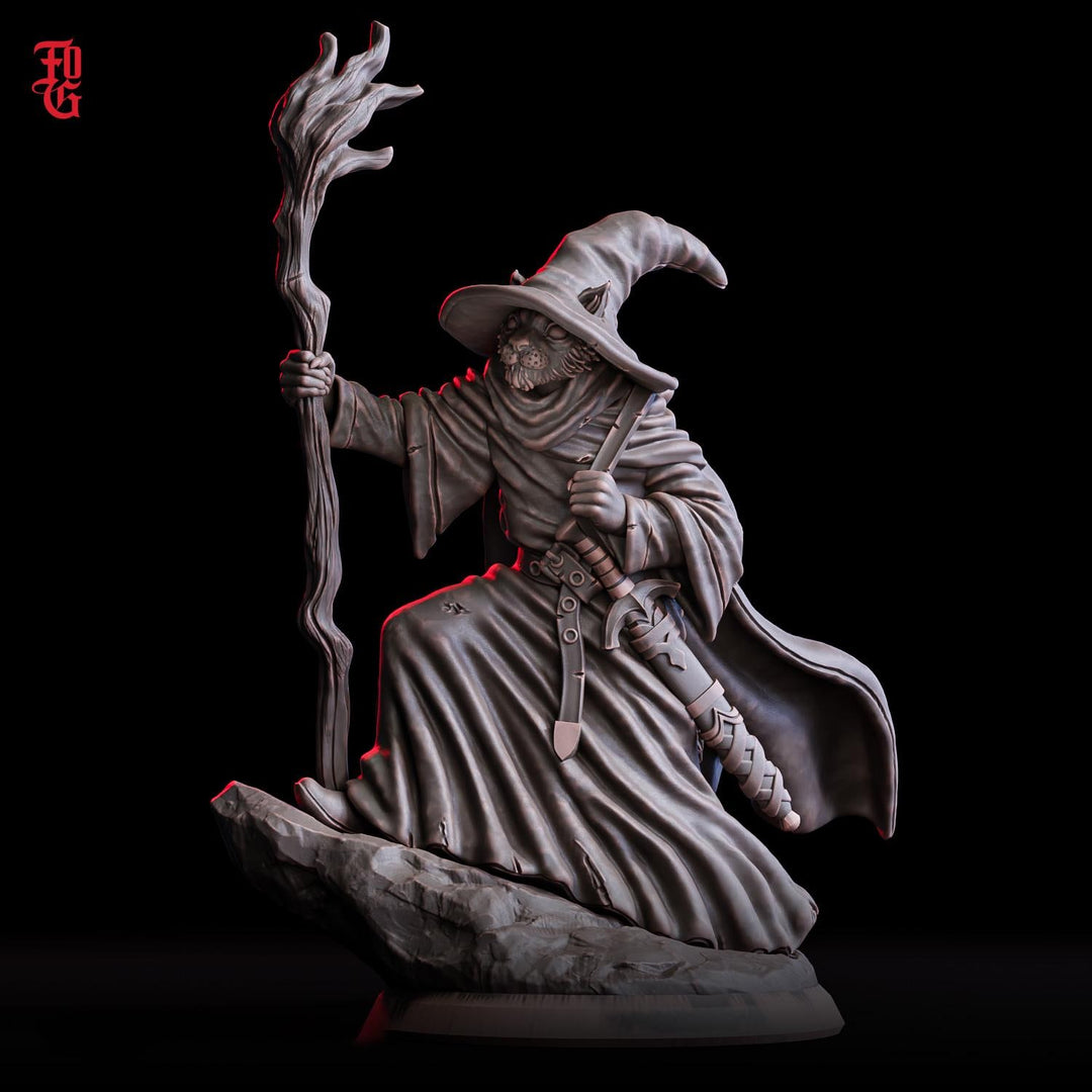 Tabaxi ,Wizard, Sorcerer -Werepanther,Werecat, Catfolk | 28mm,32mm,54mm,75mm,100mm Scales |PC Mini D&amp;D 5e Pathfinder Figurine |Flesh of Gods