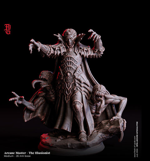 Master Illusionist, Wizard, Warlock, Sorcerer | 28mm, 32mm,54mm,75mm,100mm Scales | Player Character Mini D&D5e Pathfinder | Flesh of Gods