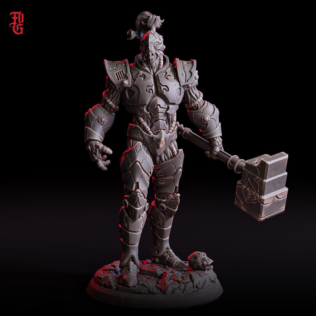 Warforged Paladin, Fighter, Battle Hammer Miniature | 28mm,32mm,54mm,75mm,100mm Scale | Dungeons and Dragons D&amp;D Pathfinder |Flesh of Gods