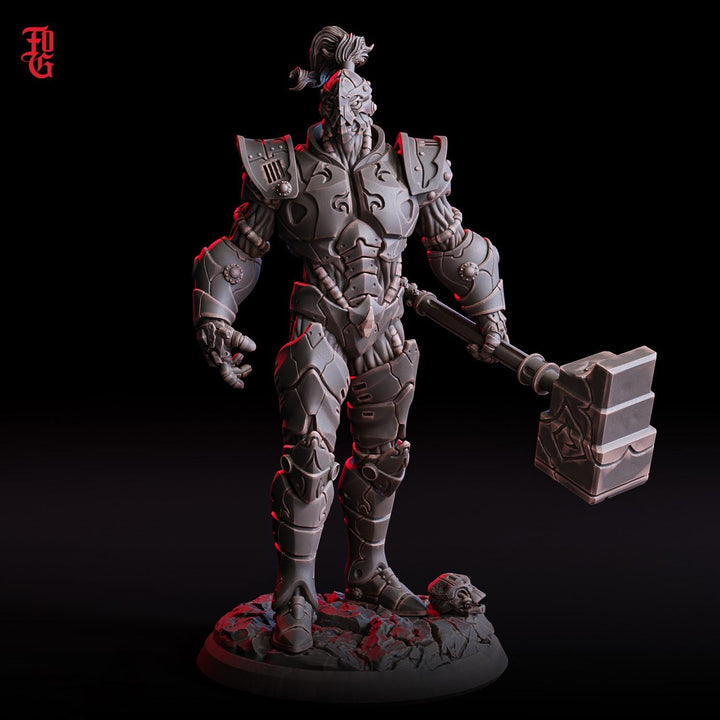 Warforged Paladin, Fighter, Battle Hammer Miniature | 28mm,32mm,54mm,75mm,100mm Scale | Dungeons and Dragons D&amp;D Pathfinder |Flesh of Gods