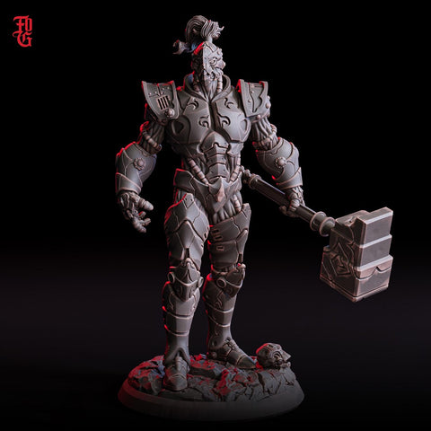 Warforged Paladin, Fighter, Battle Hammer Miniature | 28mm,32mm,54mm,75mm,100mm Scale | Dungeons and Dragons D&D Pathfinder |Flesh of Gods